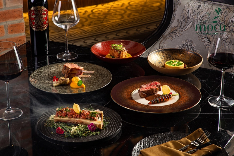 Moca Dining reimagines traditional Pho with the “Deconstructed Beef Pho Consommé” in a modern, elegant setting.