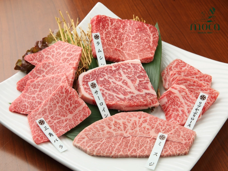 The four famous Wagyu breeds known for their fine marbling, producing premium A5 grade beef from Kobe, Matsusaka, and Ohmi regions.