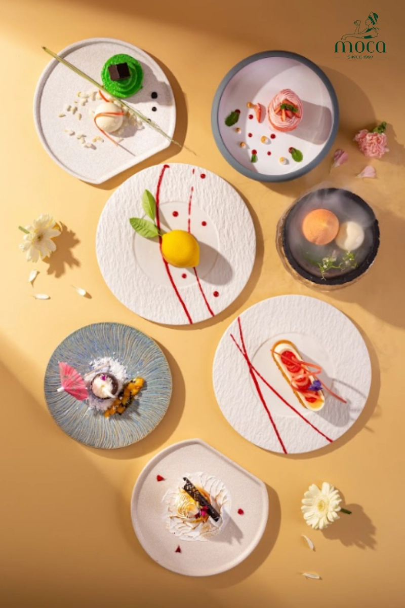 At Moca Dining, desserts are a multisensory finale, blending advanced techniques and refined flavors in creations like the Vietnamese Coffee Sphere and deconstructed Mango Sticky Rice Tart.