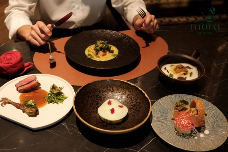 Three signature dishes at Moca Dining – where Western technique meets Vietnamese flavors, each plate telling a story of cultural harmony.