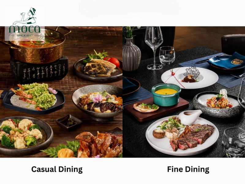 Two dining worlds, side by side: elegance and ritual on one side; warmth and familiarity on the other.