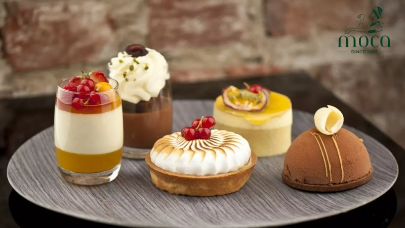 An innovative dessert showcasing the spirit of modern gastronomy, featuring daring flavor combinations, diverse textures, and artistic presentation.