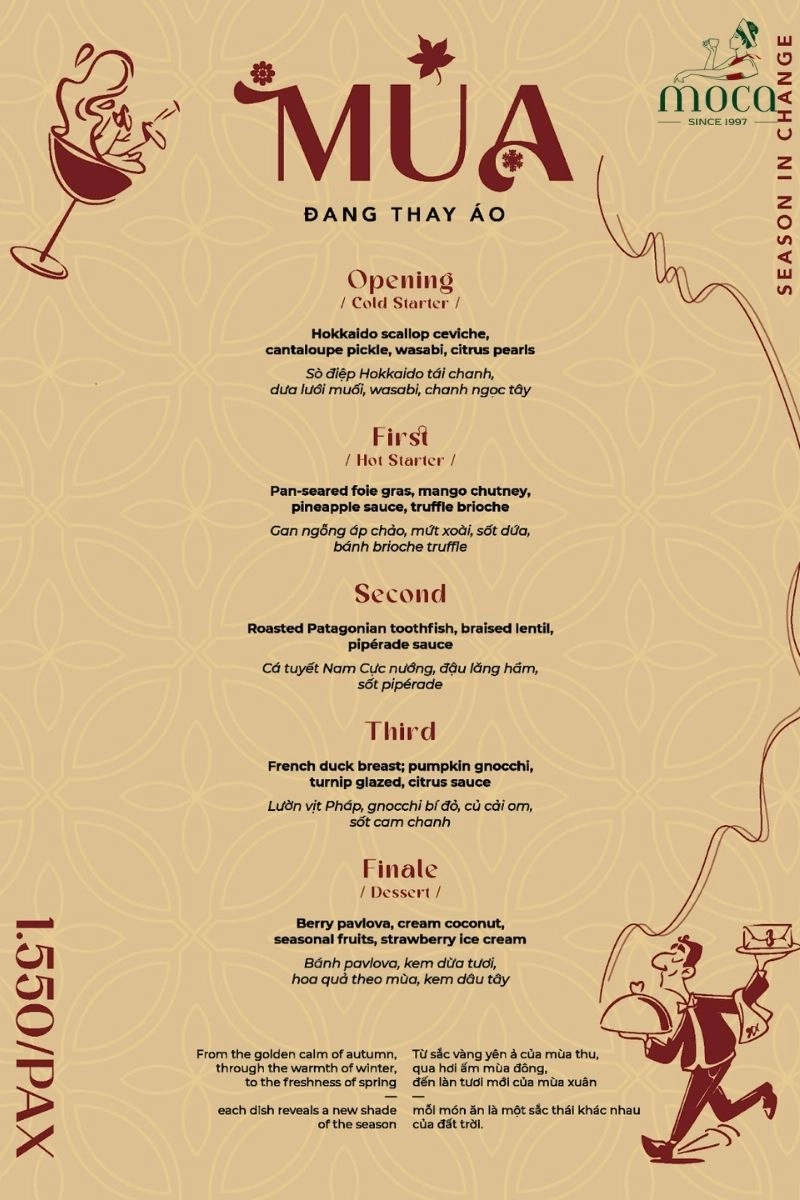 "Mùa Đang Thay Áo" menu