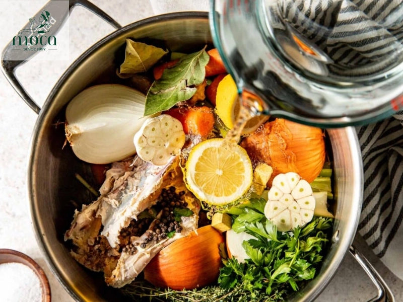 Homemade stock is the foundation of rich flavors, extracted slowly for maximum depth and complexity.