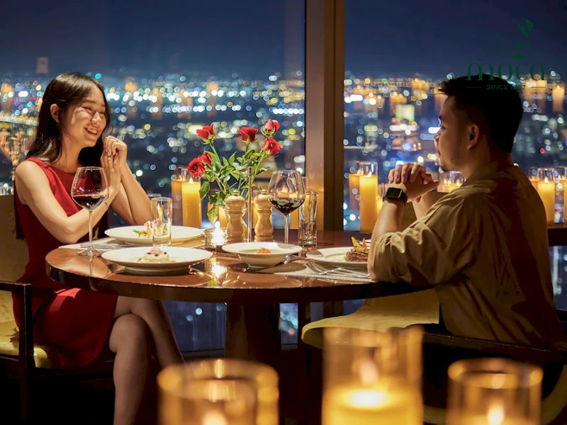 A private moment for two — where fine cuisine and heartfelt connection come together at Moca Dining.