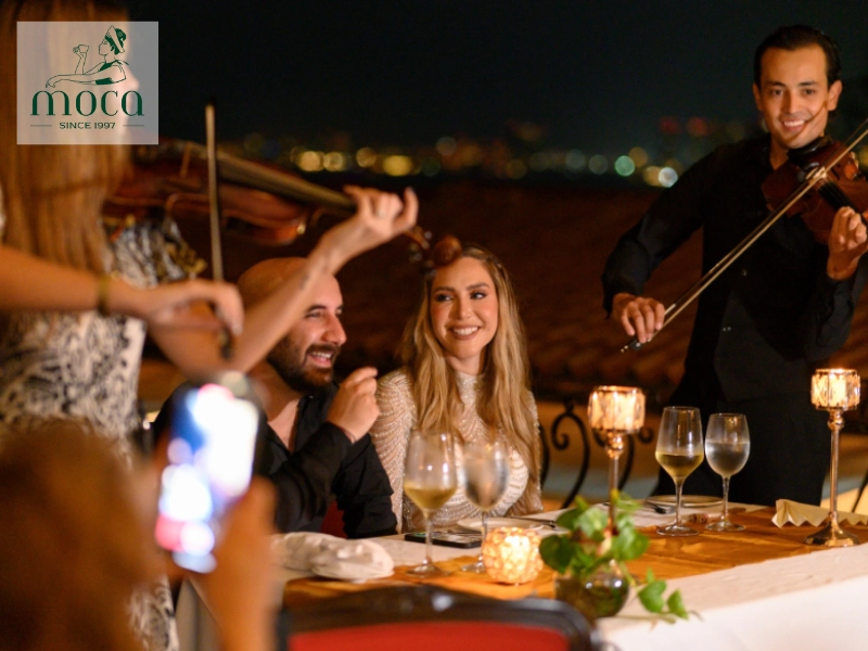 A restaurant designed for acoustics, where a live band creates a harmonious dining and entertainment experience.